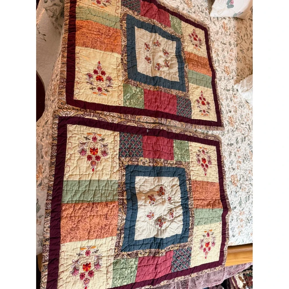 Handmade‎ Bohemian Patchwork Quilt Set Floral Paisley Embroidered king